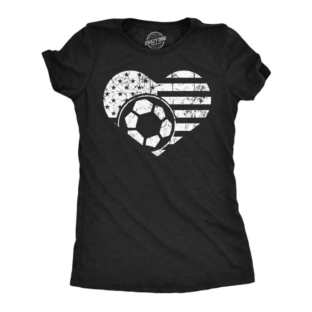 Womens Funny T Shirts Soccer Flag Heart Tee For Ladies